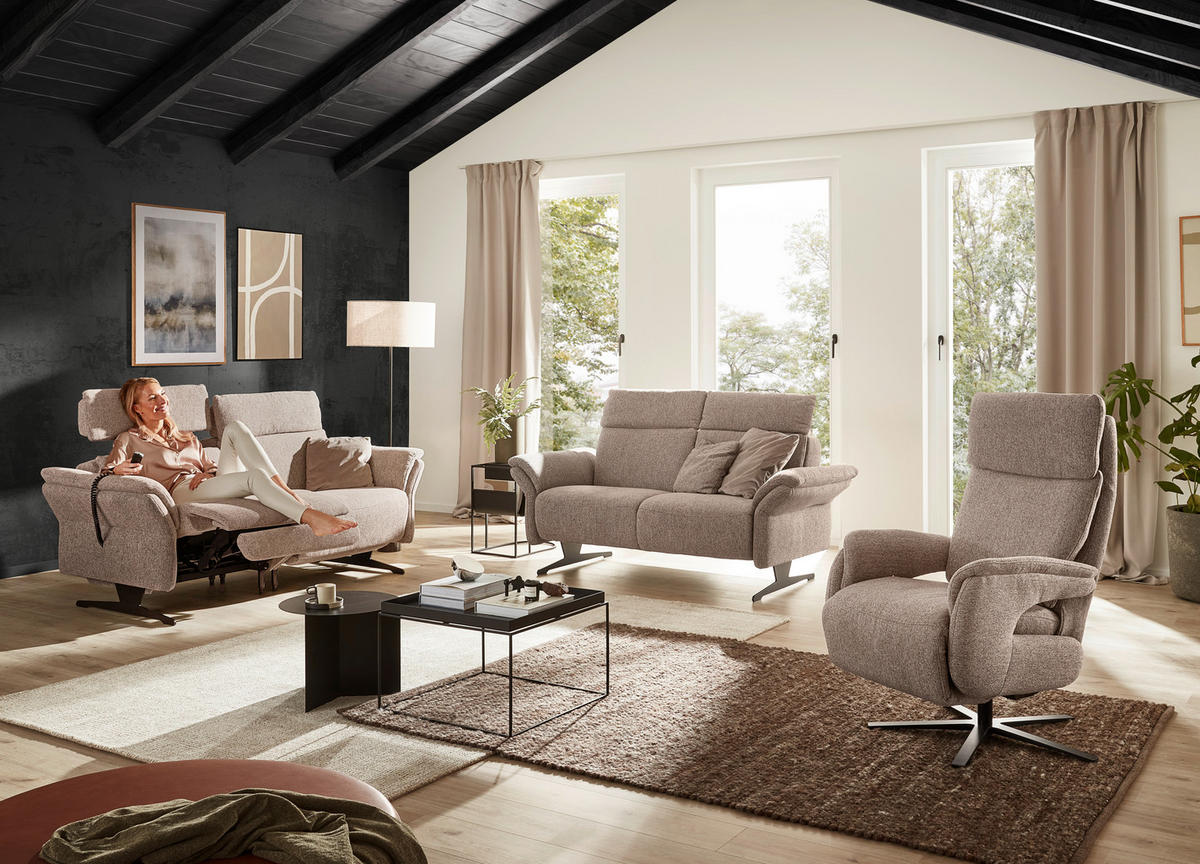 2-SITZER-SOFA Chenille Graubraun  - Graubraun/Schwarz, KONVENTIONELL, Textil/Metall (194/106/92cm) - Dieter Knoll