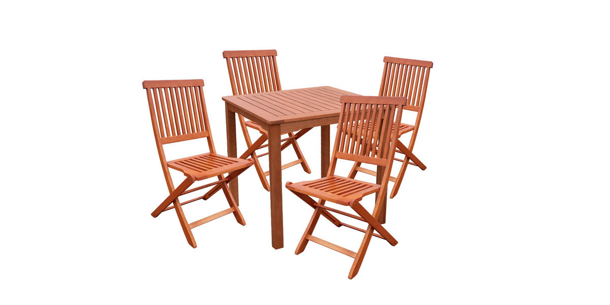 GARTENTISCHGRUPPE Eukalyptusholz Hartholz  - Eukalyptusholzfarben, Basics, Holz - Gardenson