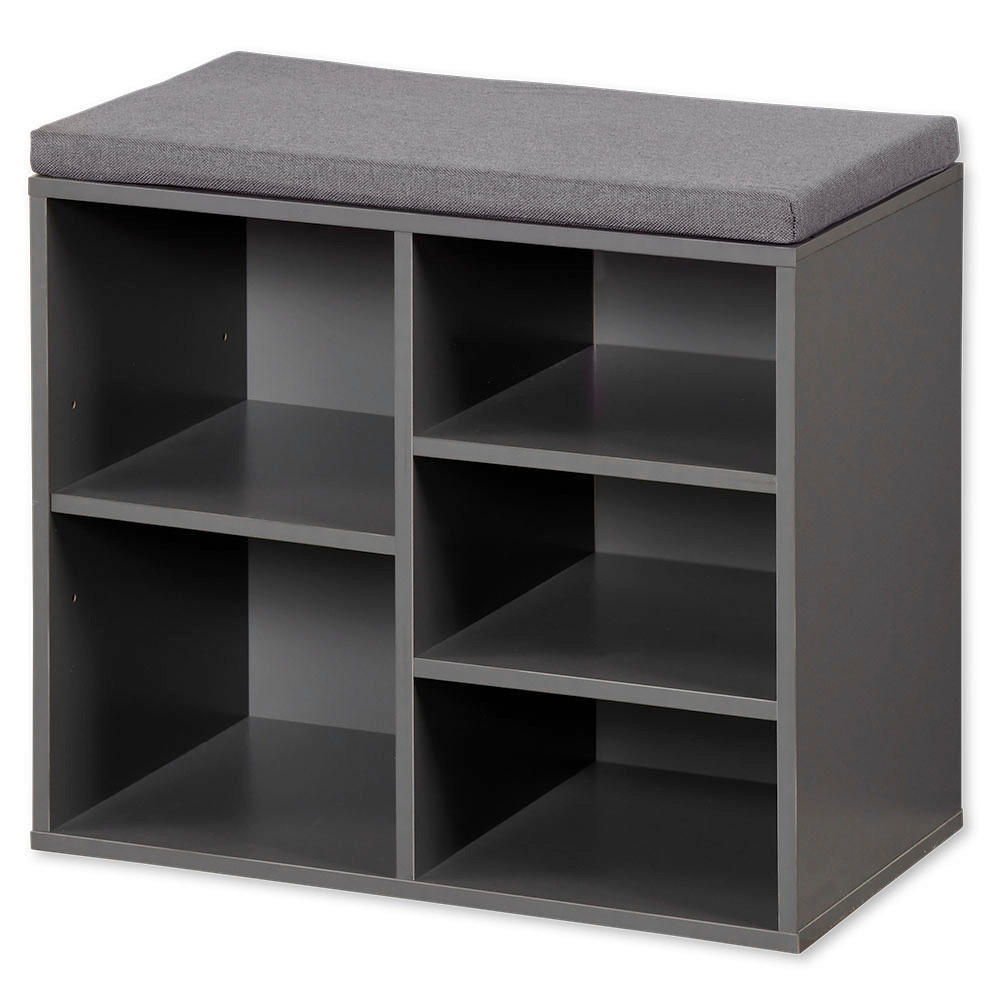 Schuhschrank Grau B: 29,5 Cm Textil/holz Mit Sitzkissen