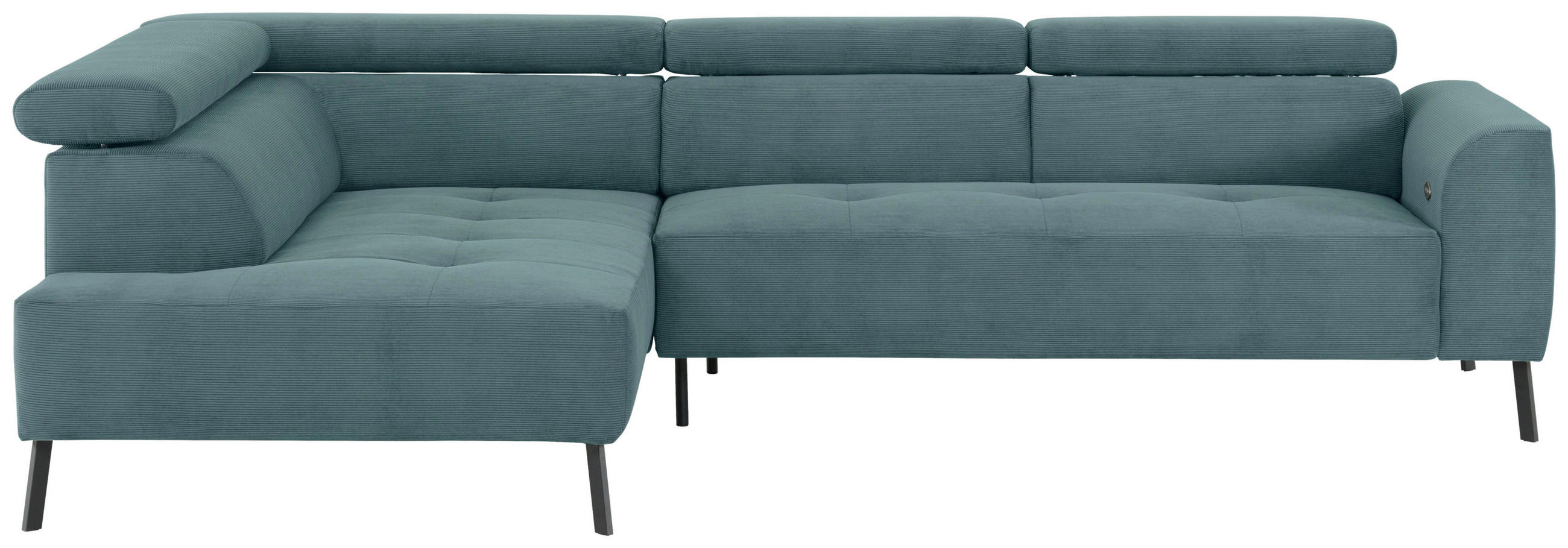 ECKSOFA Türkis Feincord  - Türkis/Schwarz, Design, Textil/Metall (205/280cm) - Xora