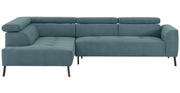 ECKSOFA Türkis Feincord - Türkis/Schwarz, Design, Textil/Metall (205/280cm) - Xora