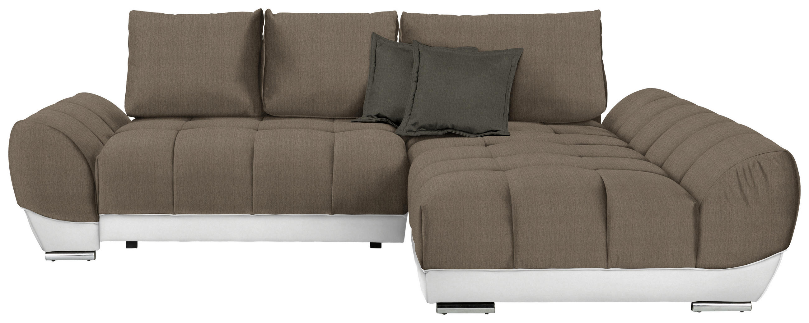 ECKSOFA Weiß, Dunkelbraun, Hellbraun 