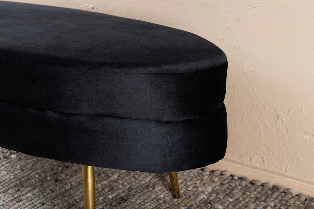 BÄNK i metall, textil svart, guldfärgad  - svart/guldfärgad, Design, metall/textil (100/41/40cm) - Livetastic