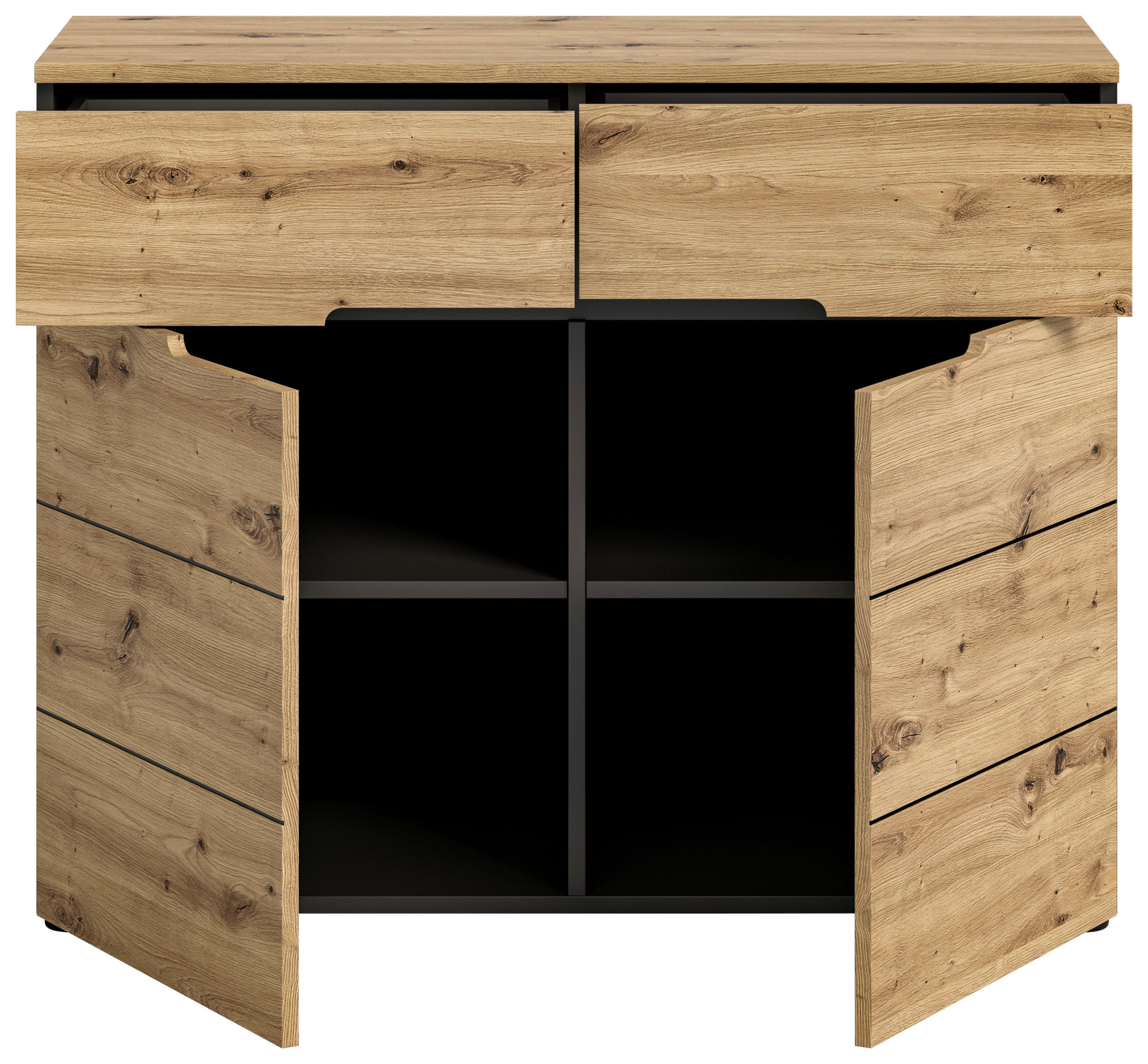 Thumbnail - Mid.you Kommode, Holzwerkstoff, 2 Fächer, 2 Schubladen, 100x81x40 cm, FSC Mix, stehend, Wohnzimmer, Kommoden & Sideboard...