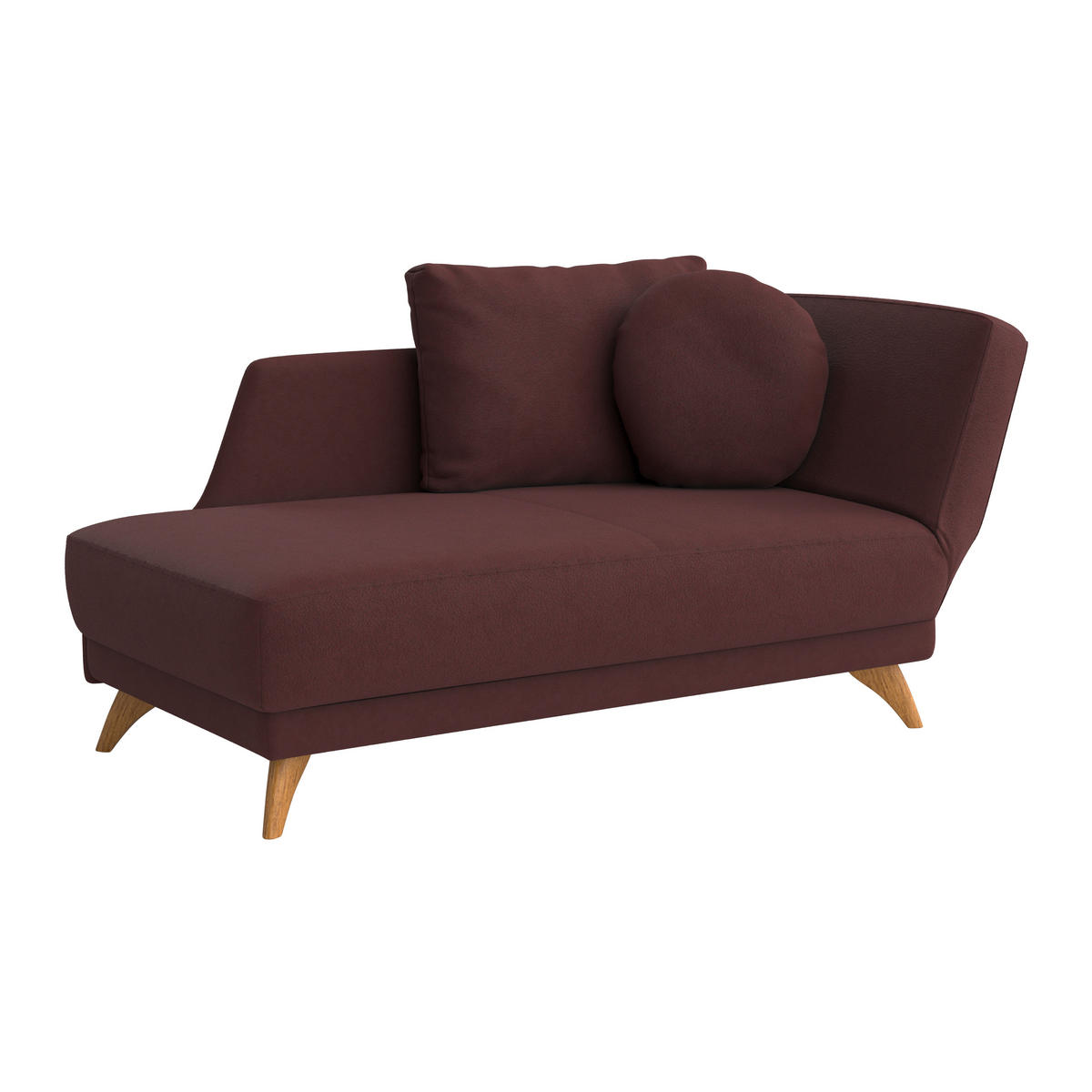 RÉCAMIERE in Flachgewebe Weinrot  - Eichefarben/Weinrot, Modern, Holz/Textil (205/74-87/94cm) - Bali