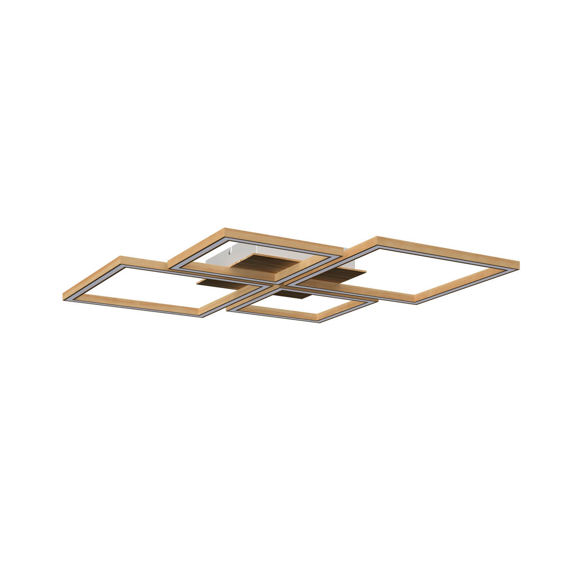 STROPNÉ LED SVIETIDLO, 75,5/75,5/5 cm - biela, Lifestyle, kov/drevo (75,5/75,5/5cm) - Novel