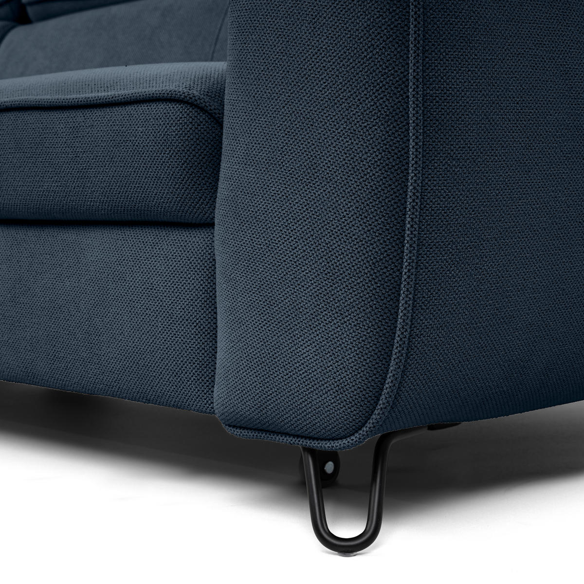 ECKSOFA in Flachgewebe Dunkelblau  - Schwarz/Dunkelblau, Design, Textil/Metall (200/250cm) - Stylife
