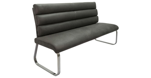 SITZBANK 180/94,5/70 cm in Grau, Edelstahlfarben - Edelstahlfarben/Grau, Design, Textil/Metall (180/94,5/70cm) - Novel