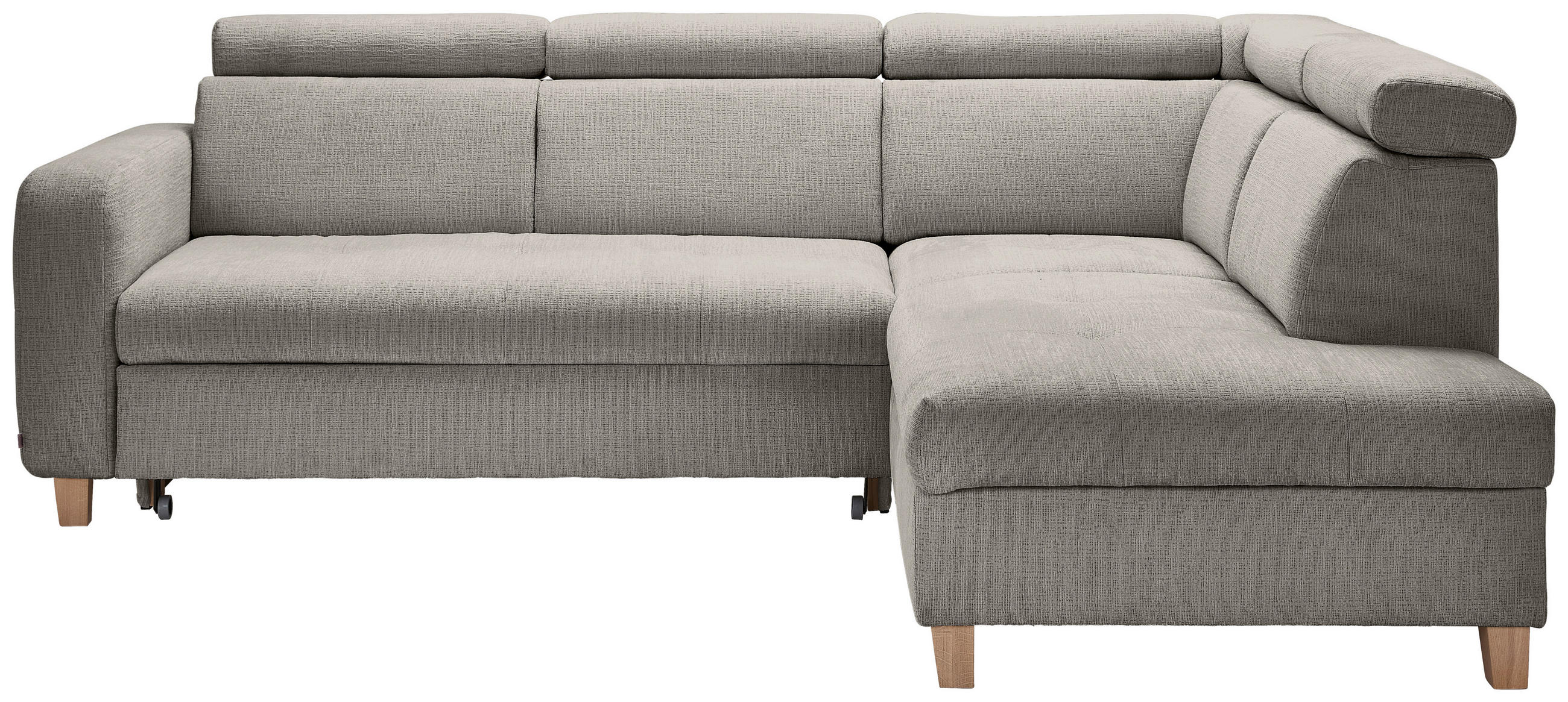 ECKSOFA inkl. Funktionen Dunkelgrau Samt  - Dunkelgrau, Natur, Holz/Textil (261/206cm) - Venda