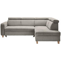 ECKSOFA inkl. Funktionen Dunkelgrau Samt  - Dunkelgrau, Natur, Holz/Textil (261/206cm) - Venda