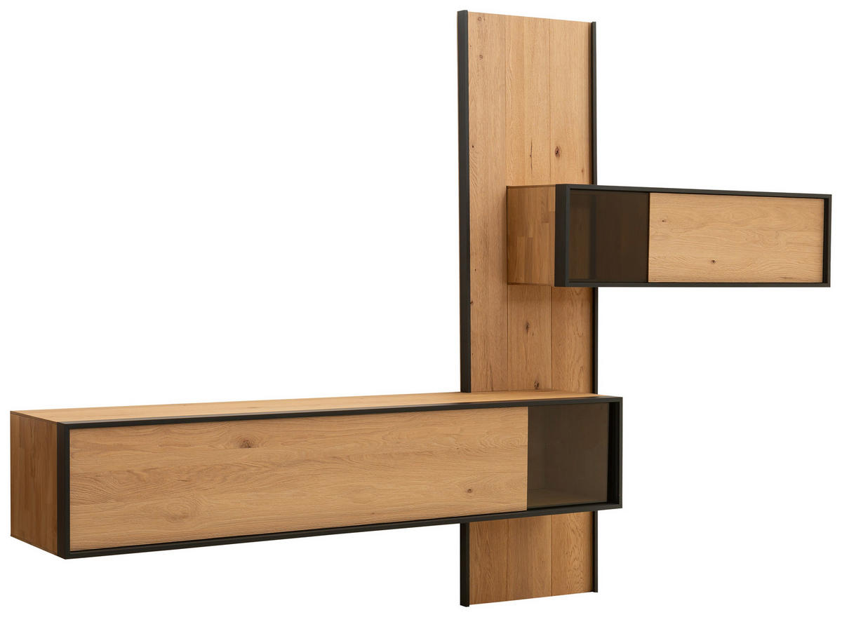 WOHNWAND  in Eichefarben  307/213/42 cm  - Eichefarben, Design, Glas/Holz (307/213/42cm) - Schöner Wohnen