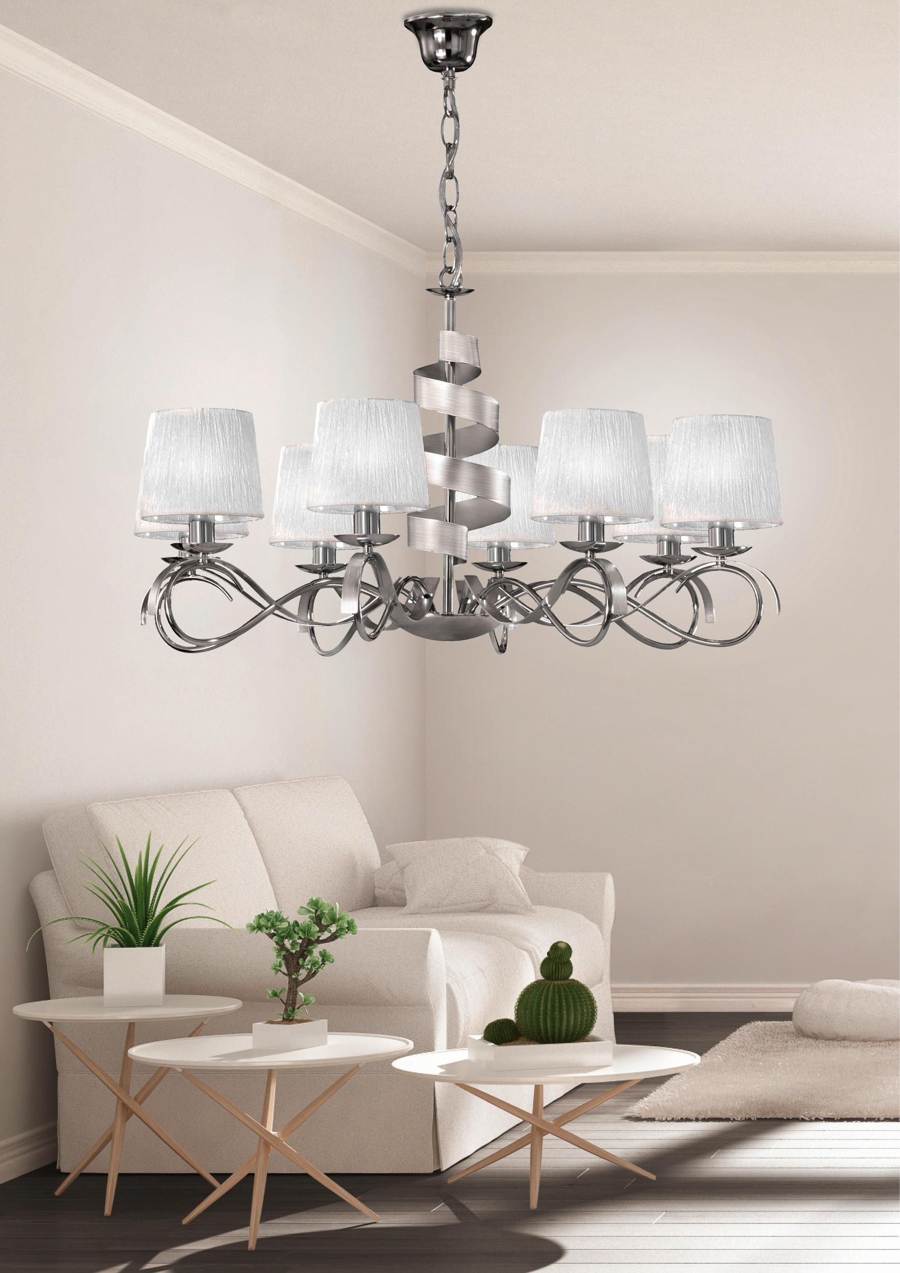 KRONLEUCHTER 80/80/120 cm   - Chromfarben, KONVENTIONELL, Kunststoff/Metall (80/80/120cm)