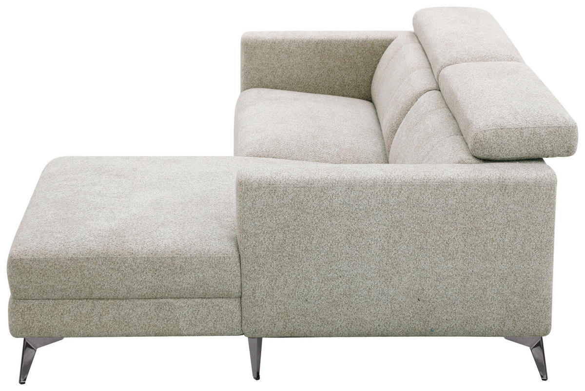 ECKSOFA Beigebraun Chenille  - Chromfarben/Beigebraun, Design, Textil/Metall (218/173cm) - Carryhome