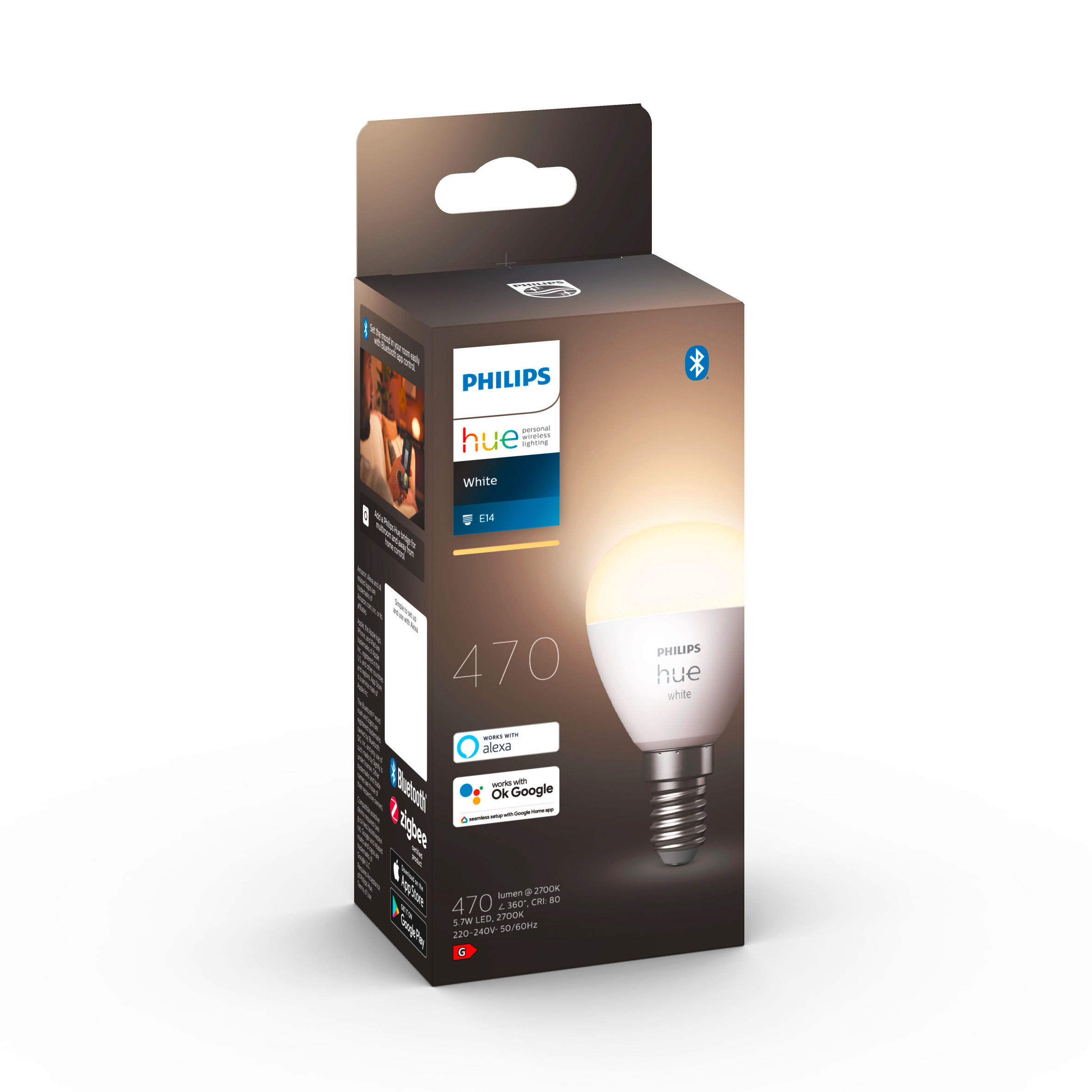 LED-LEUCHTMITTEL   E14 5,7 W  - Weiß, Basics, Kunststoff (4,4/7,7cm) - Philips HUE