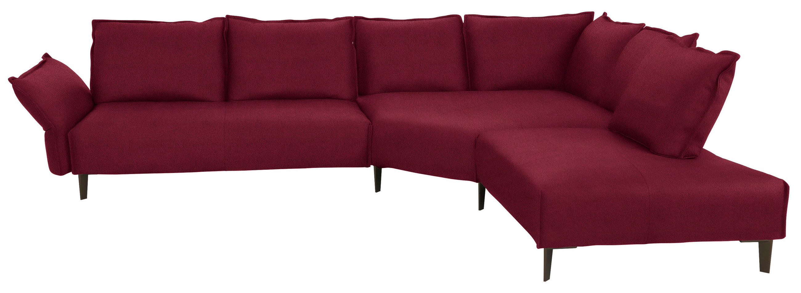 ECKSOFA in Echtleder Rot  - Rot/Schwarz, Design, Leder/Metall (340/272cm) - W.Schillig
