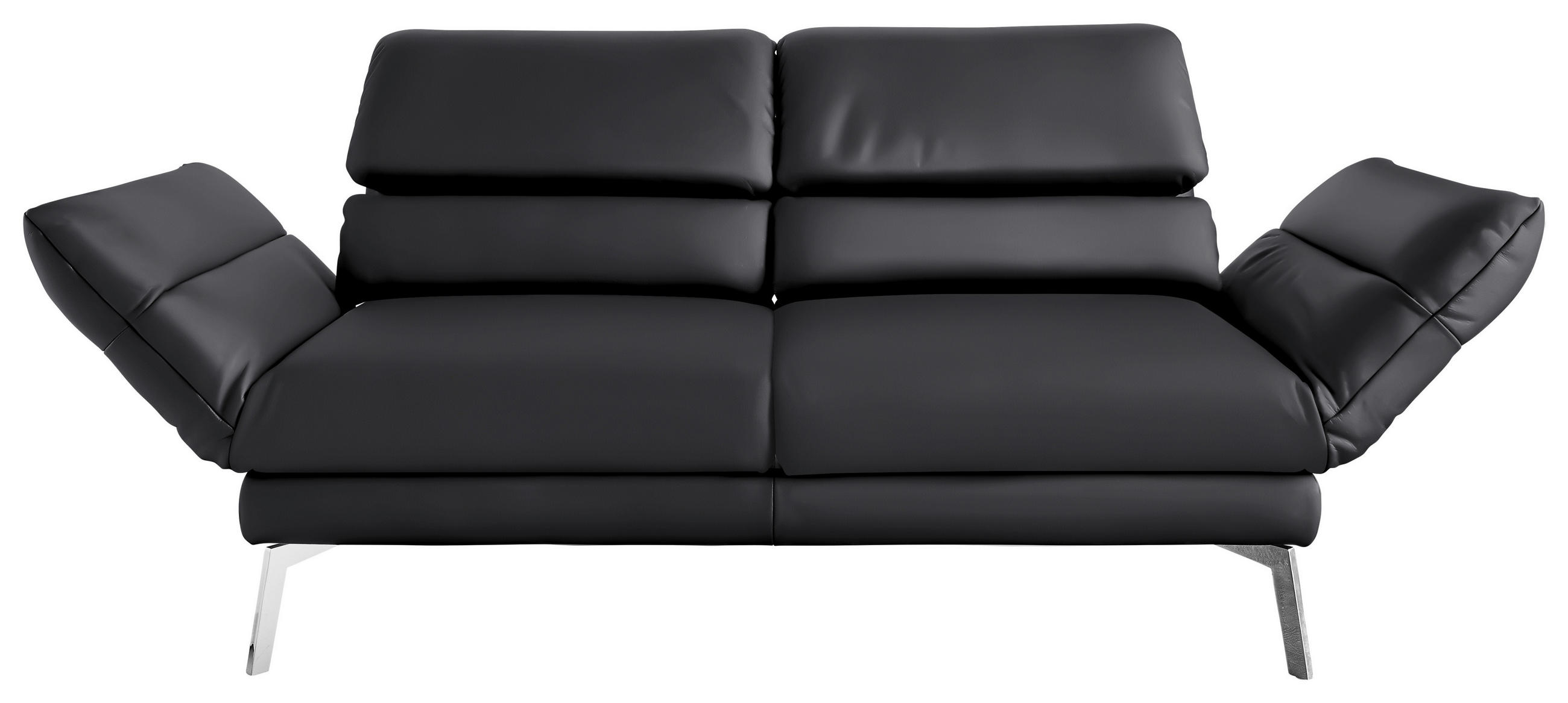 2-SITZER-SOFA in Echtleder Dunkelgrau, Fango  - Chromfarben/Fango, Design, Leder/Metall (178-226/82/96-177cm) - Dieter Knoll