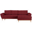 ECKSOFA in Webstoff Rot  - Eichefarben/Rot, Design, Holz/Textil (282/175cm) - Carryhome