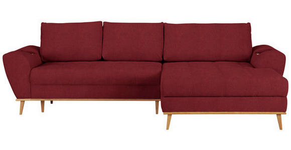 ECKSOFA in Webstoff Rot  - Eichefarben/Rot, Design, Holz/Textil (282/175cm) - Carryhome