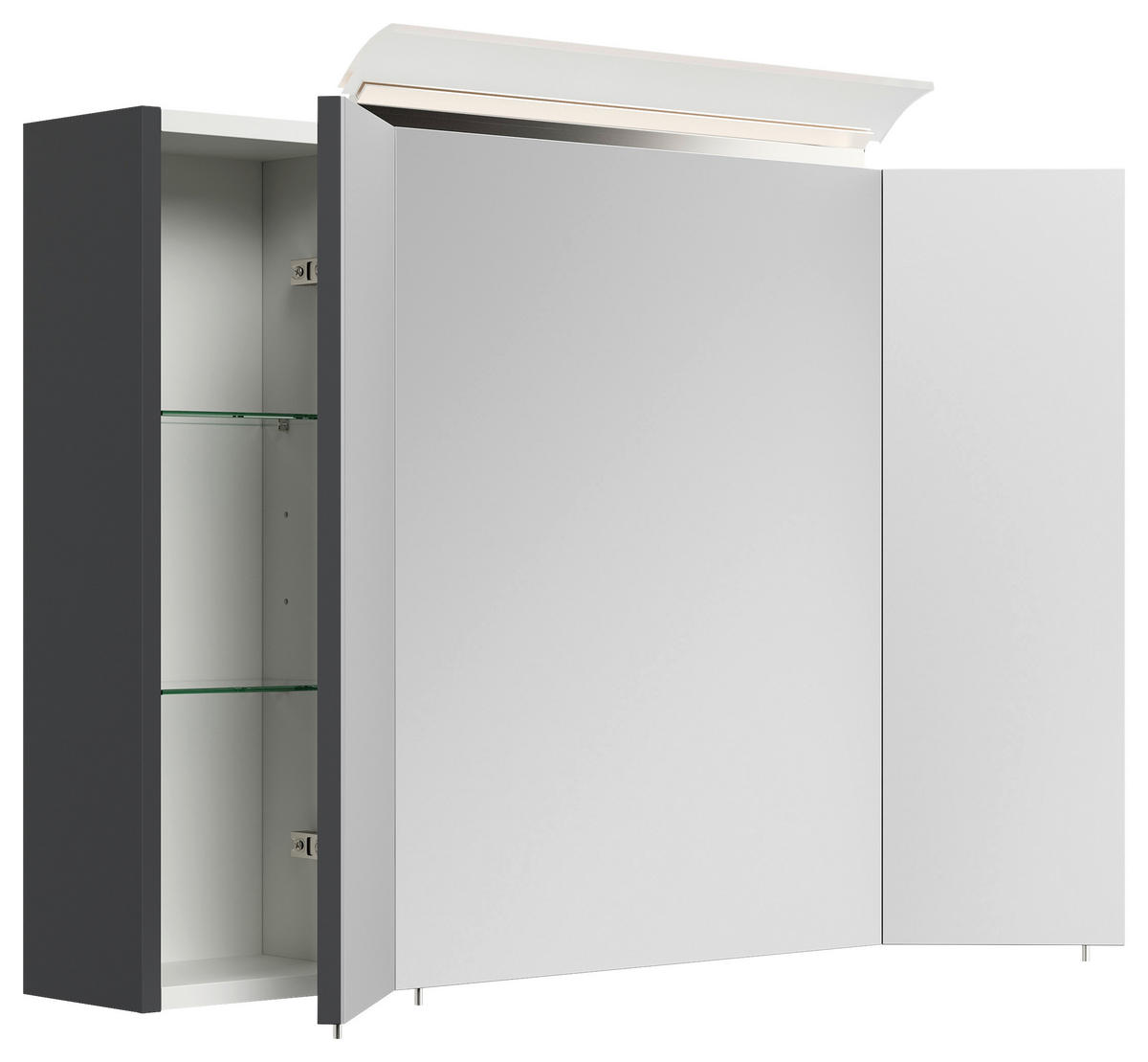 SPIEGELSCHRANK 90/62/17 cm  - Graphitfarben, MODERN, Glas/Holzwerkstoff (90/62/17cm) - MID.YOU