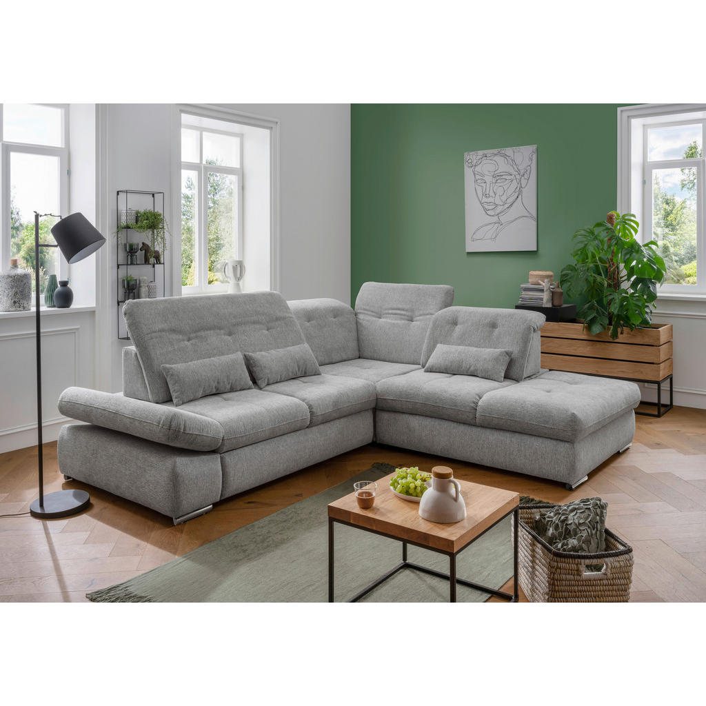 Thumbnail - Livetastic Ecksofa, Silber, Textil, Uni, 5-Sitzer, Füllung: Schaumstoff, Ottomane rechts, L-Form, 280x254 cm, Made in EU...