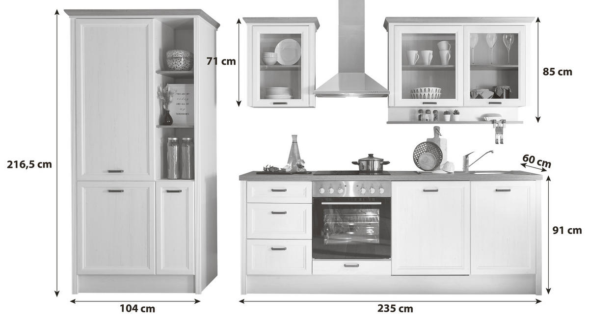 KÜCHENBLOCK 235-104 cm   in Anthrazit, Eiche Artisan  - Anthrazit/Eiche Artisan, LIFESTYLE, Holzwerkstoff/Metall (235-104cm) - MID.YOU