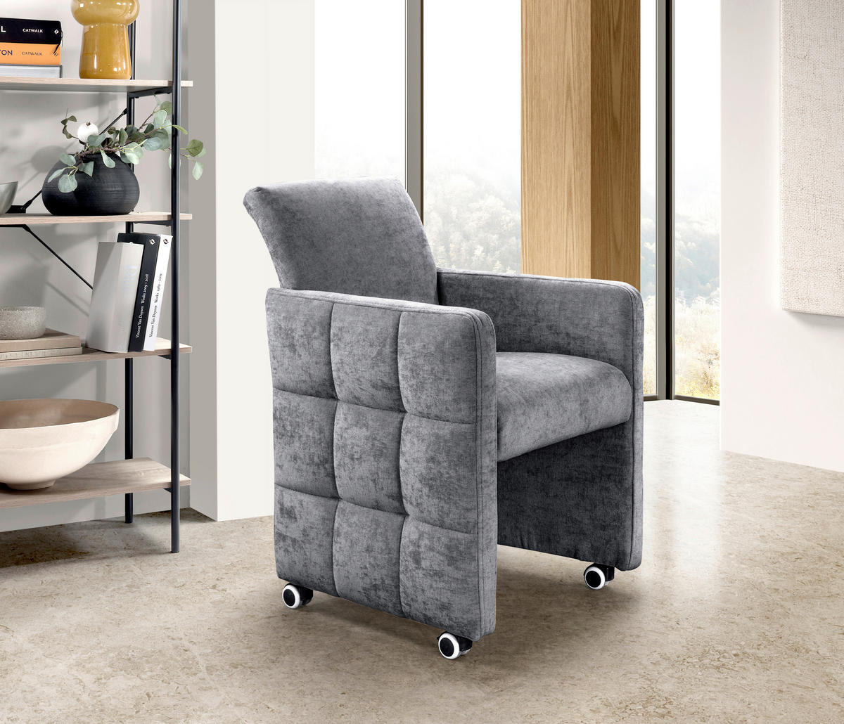 STOLICA S NASLONOM ZA RUKE  antracit  drvo, tekstil, drvni materijal      - antracit, Moderno, drvni materijal/drvo (64/90/72cm) - Livetastic