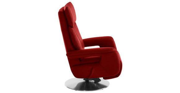RELAXSESSEL in Leder Rot - Edelstahlfarben/Rot, Design, Leder/Metall (78/112/85cm) - Cantus