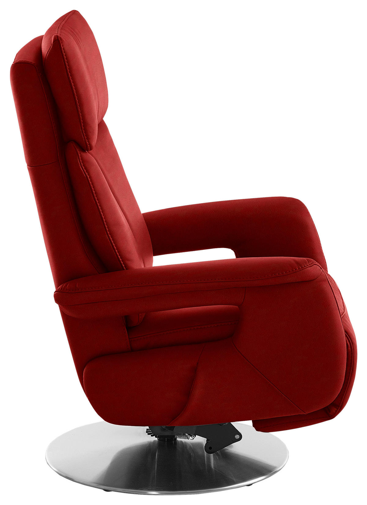 RELAXSESSEL in Leder Rot  - Edelstahlfarben/Rot, Design, Leder/Metall (78/112/85cm) - Cantus