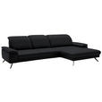 ECKSOFA in Echtleder Anthrazit  - Anthrazit/Schwarz, Design, Leder/Metall (332/193cm) - Dieter Knoll