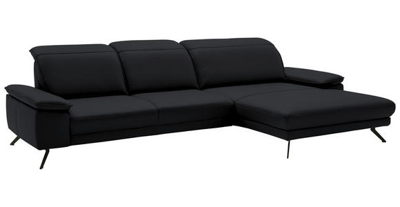 ECKSOFA in Echtleder Anthrazit  - Anthrazit/Schwarz, Design, Leder/Metall (332/193cm) - Dieter Knoll