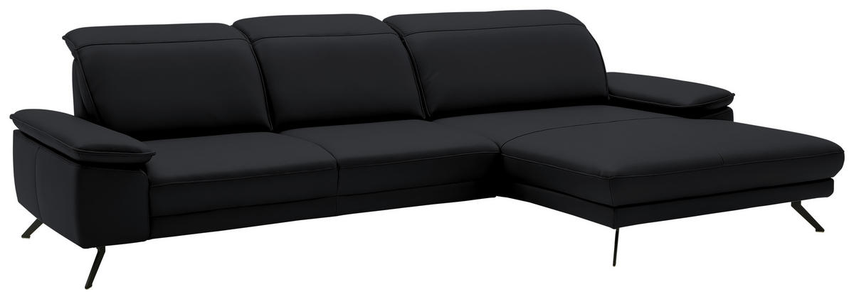 ECKSOFA in Echtleder Anthrazit  332/193 cm  - Anthrazit/Schwarz, Design, Leder/Metall (332/193cm) - Dieter Knoll