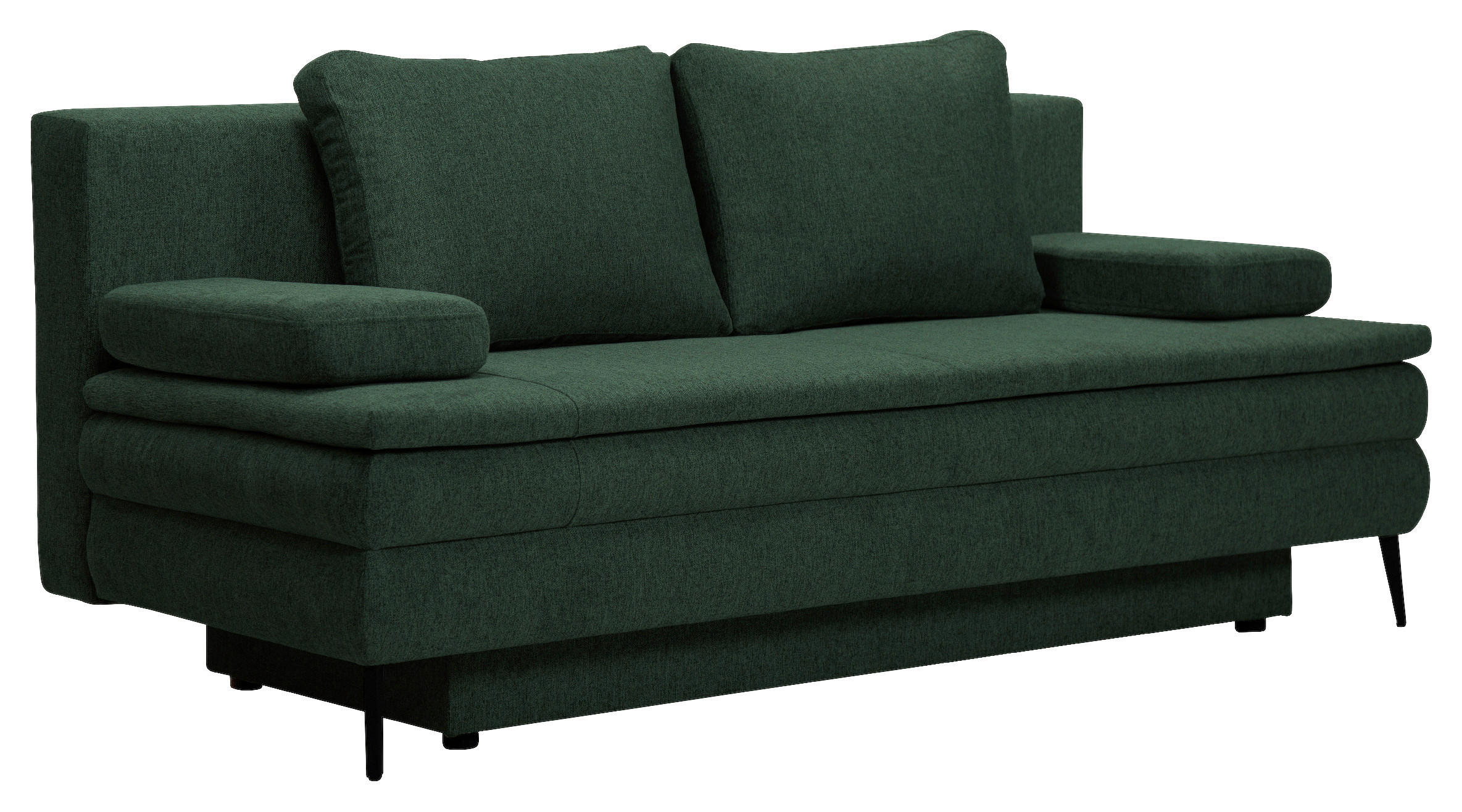 SCHLAFSOFA Webstoff Dunkelgrün  - Dunkelgrün/Schwarz, Design, Kunststoff/Textil (200/90/100cm) - Venda