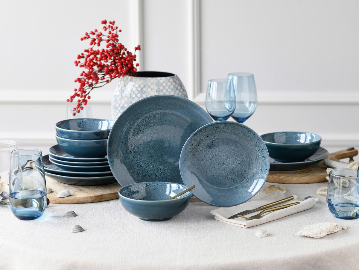 TAFELSERVICE 12-teilig  - Blau, Keramik - Creatable