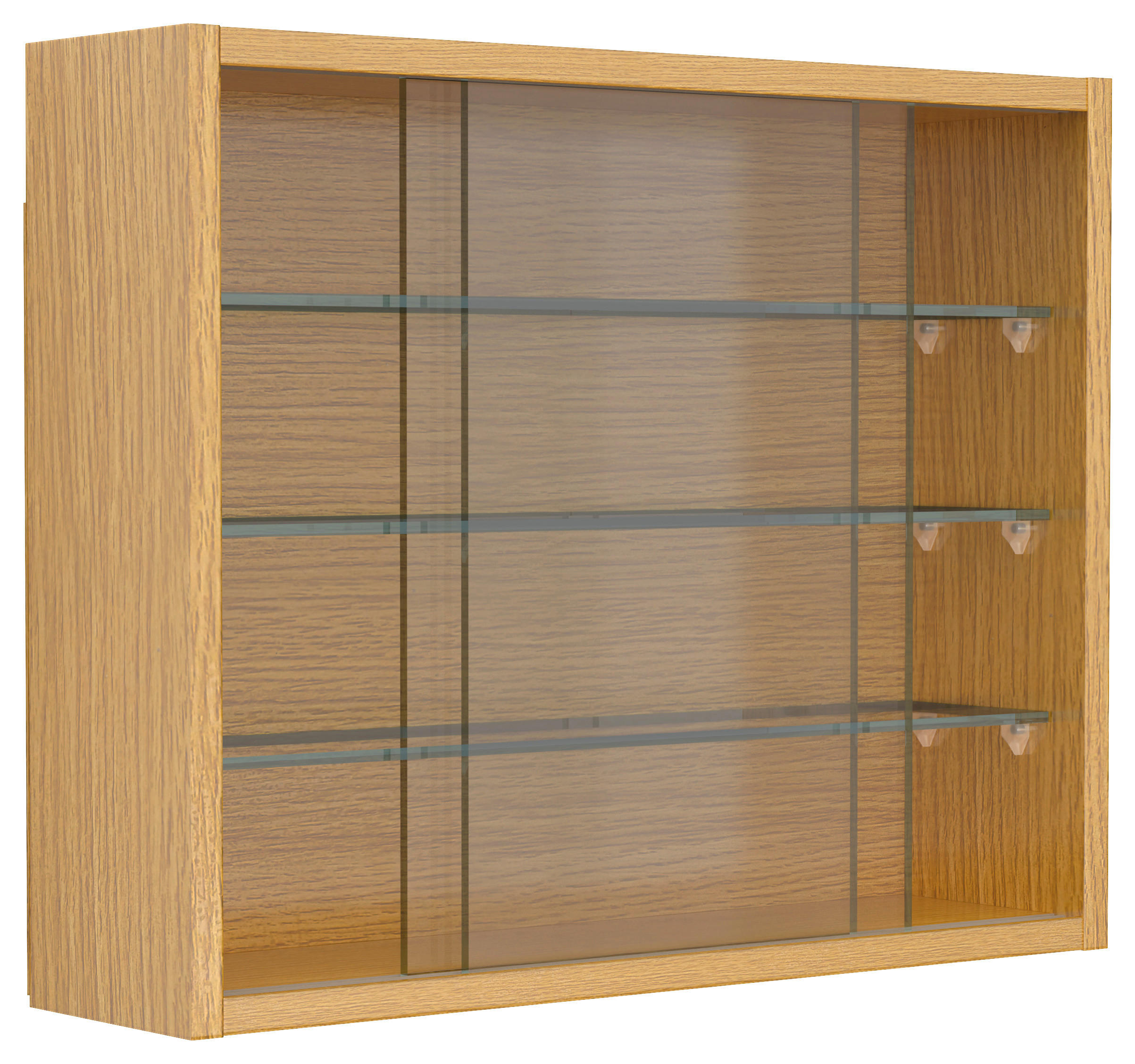 VÄGGHÄNGT VITRINSKÅP i honungsek   - honungsek/transparent, Design, trämaterial/glas (50/40/12cm) - MID.YOU