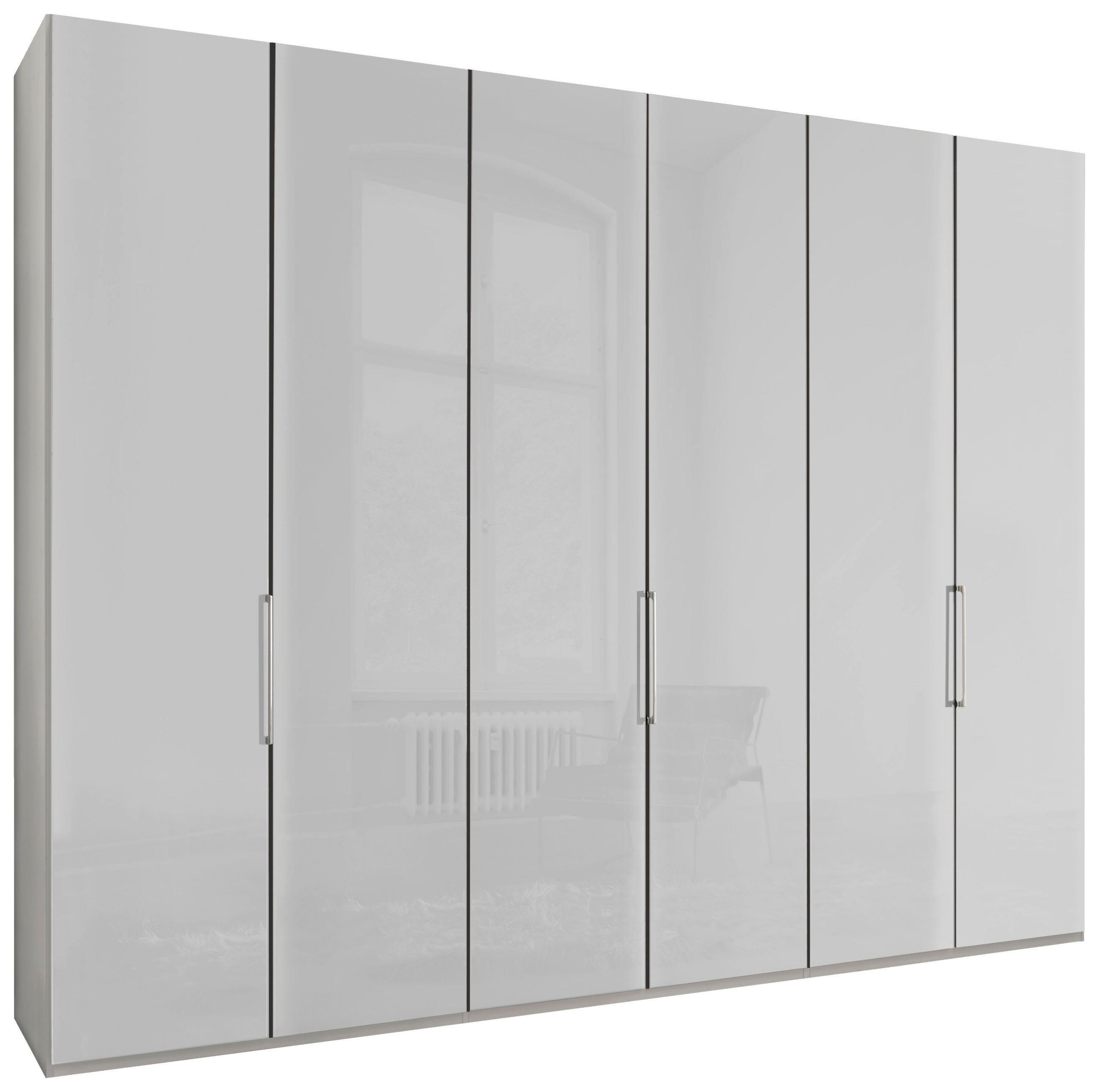 DREHTÜRENSCHRANK 300/216/58 cm 6-türig Weiß  - Chromfarben/Weiß, KONVENTIONELL, Glas/Holzwerkstoff (300/216/58cm) - Dieter Knoll