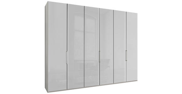 DREHTÜRENSCHRANK 300/216/58 cm,  in Weiß, 6-türig  - Chromfarben/Weiß, KONVENTIONELL, Glas/Holzwerkstoff (300/216/58cm) - Dieter Knoll