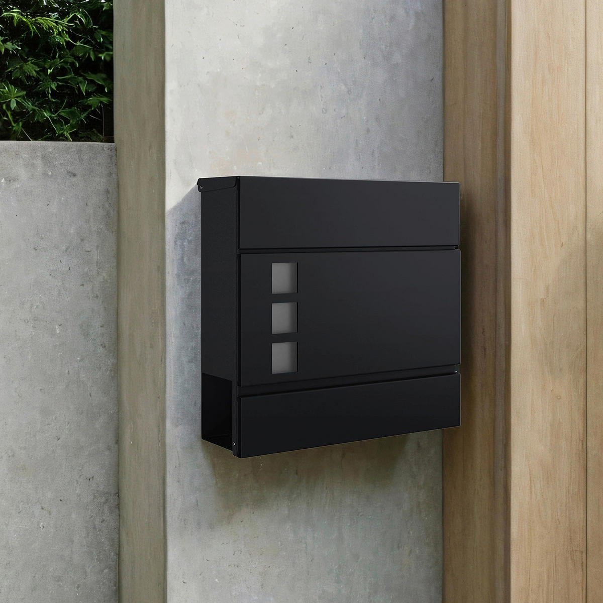 BRIEFKASTEN 37/37/10,5 cm  - Schwarz, Basics, Metall (37/37/10,5cm)