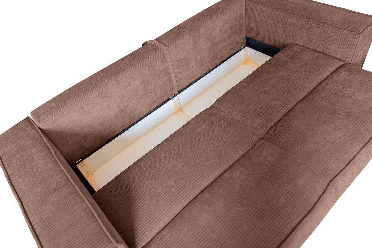 BIGSOFA Flachgewebe Altrosa  - Chromfarben/Altrosa, KONVENTIONELL, Textil/Metall (256/68/122cm) - Carryhome