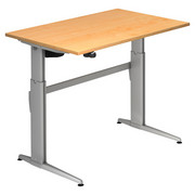 SCHREIBTISCH in Metall, Holzwerkstoff 120/72-119/80 cm - Silberfarben/Ahornfarben, KONVENTIONELL, Holzwerkstoff/Metall (120/72-119/80cm)