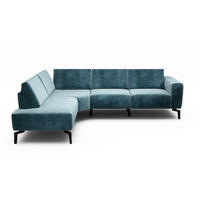 ECKSOFA Cosy Blau Samt  - Blau/Schwarz, Design, Textil/Metall (193/256cm) - SENSOO