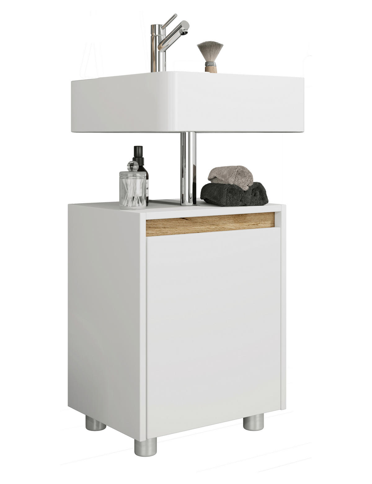 WASCHBECKENUNTERSCHRANK 42/55/33 cm  - Honigeiche/Silberfarben, Trend, Holzwerkstoff/Kunststoff (42/55/33cm) - MID.YOU