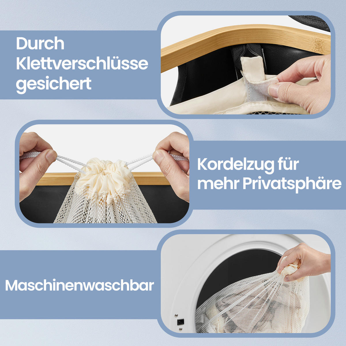 WÄSCHEKORB - Schwarz, Basics, Naturmaterialien/Textil (52/70.5/38.5cm)