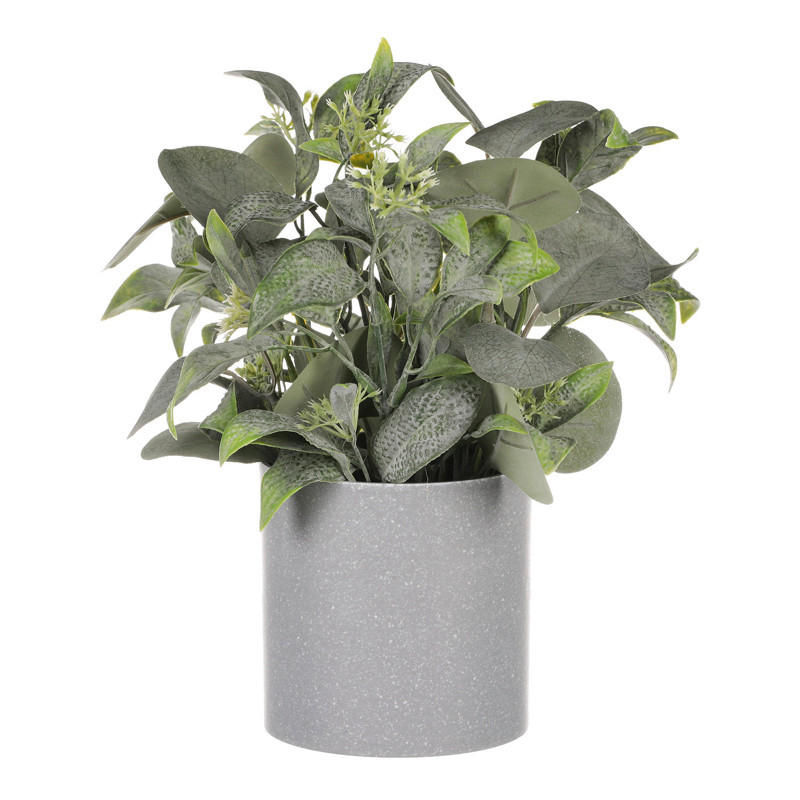 UMĚLÁ ROSTLINA  - šalvějově zelená/světle šedá, Basics, plast (9/23/9cm)