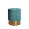 HOCKER Samt Kiefer Petrol  - Goldfarben/Petrol, Basics, Holz/Textil (35/42cm) - Kayoom