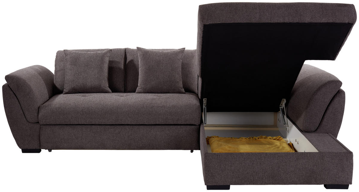 ECKSOFA in Webstoff Braun  - Braun, Design, Kunststoff/Textil (278/187cm) - Livetastic