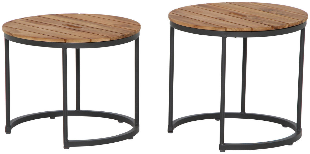 GARTENBEISTELLTISCH 50/50/40 cm Holz  - Anthrazit/Teakfarben, MODERN, Holz/Metall (50/50/40cm) - Siena Garden