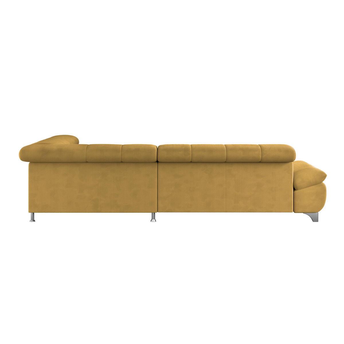 ECKSOFA Senfgelb Chenille  - Chromfarben/Senfgelb, KONVENTIONELL, Textil/Metall (312/234cm) - Livetastic
