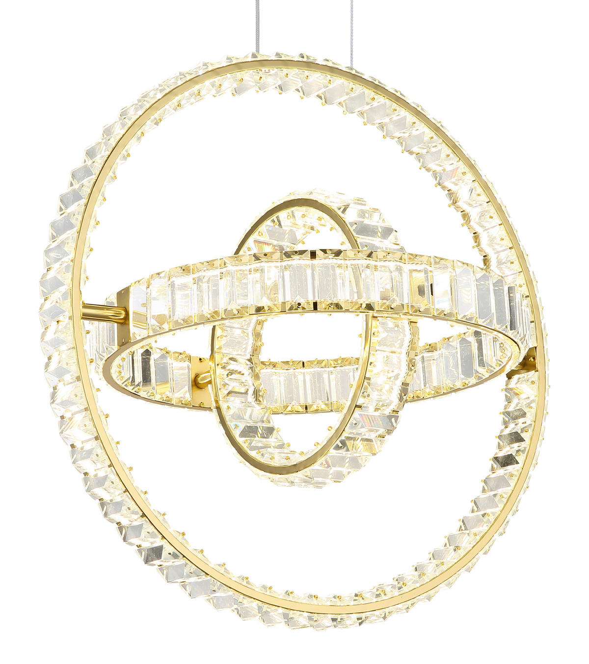 LED-HÄNGELEUCHTE 50/40/120 cm    - Klar/Goldfarben, Design, Glas/Metall (50/40/120cm) - Globo