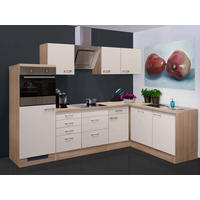 ECKKÜCHE 280/170 cm  in Sonoma Eiche, Kaschmir  - Kaschmir/Edelstahlfarben, MODERN, Holzwerkstoff/Metall (280/170cm) - FlexWell