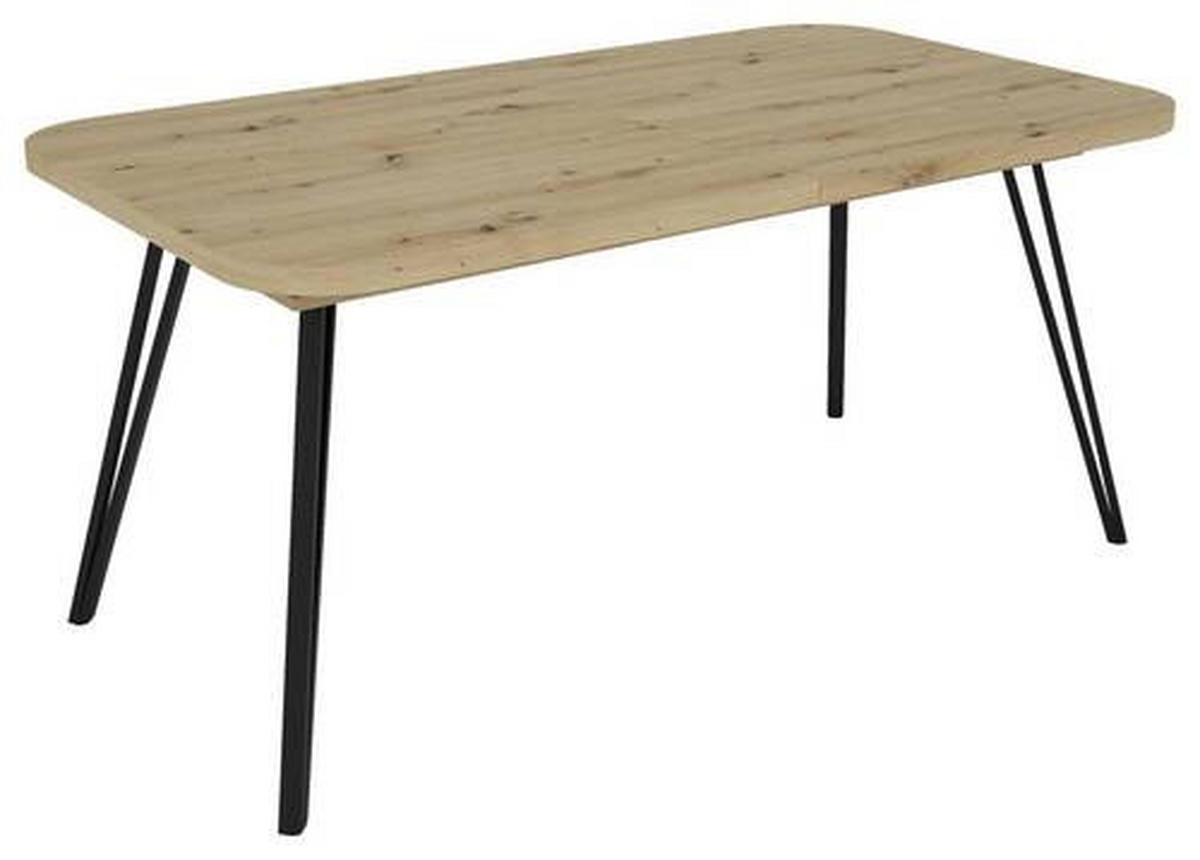 ESSTISCH Schwarz, Eiche Artisan rechteckig  ausziehbar  - Schwarz/Eiche Artisan, LIFESTYLE, Holzwerkstoff/Metall (160/90/76cm) - MID.YOU